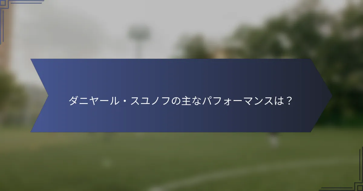 ダニヤール・スユノフの主なパフォーマンスは？